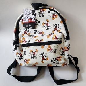 NWT Disney Mickey Mouse Smiling Confused Faux Leather Printed Backpack